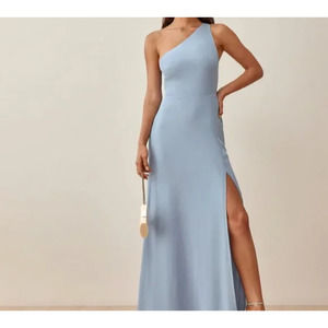 Reformation Dress Womens Sz 2 Evelyn Floor Length in Mineral Blue New $348